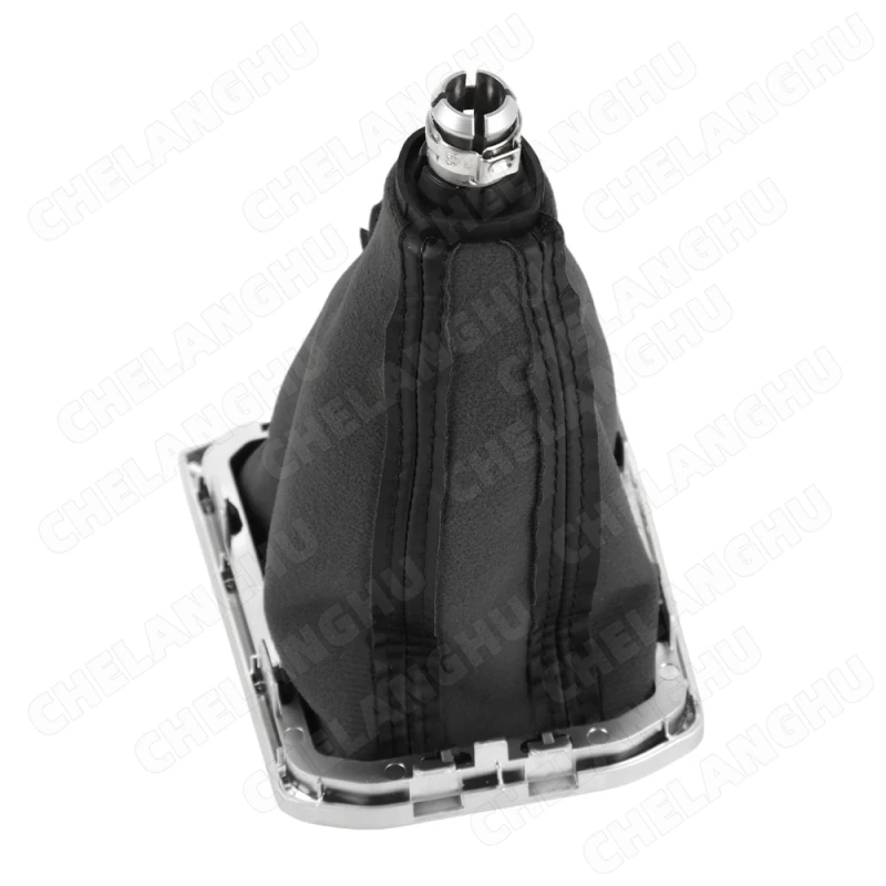 6 Speed Gear Shift Knob With PU Leather Boot Fit For VW Tiguan 2020 2021 2022 2023 2024 Black Or Red Line - Image 4