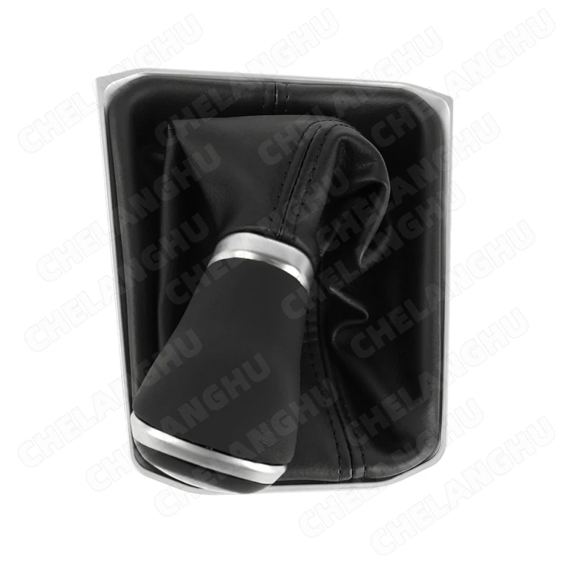 6 Speed Gear Shift Knob With PU Leather Boot Fit For VW Tiguan 2020 2021 2022 2023 2024 Black Or Red Line - Image 3
